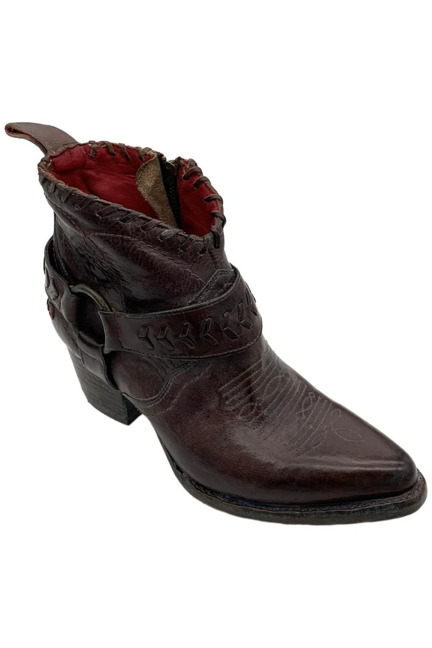 BedStu Women's Tania Zip Pointed Toe Western Ankle Boots Teak/Teak - Medium